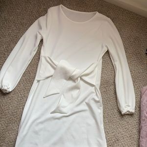 Women’s Long Lantern Sleeve Short Dress with waist tie